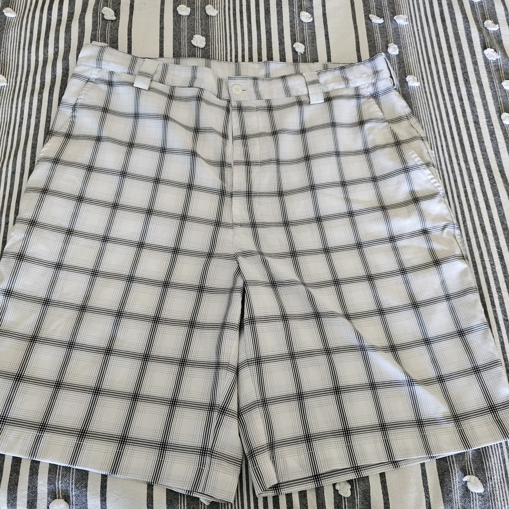 Men's Black and White Checkered Shorts